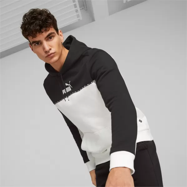  Herren-Sweatshirt PUMA ESS BLOCK X TAPE HOODIE FL 673342-01 SCHWARZ/WEIß 