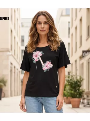 Damen-T-Shirt KIXMI PALIMA SCHWARZ