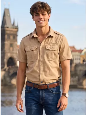 Hemd BRANDIT VINTAGE KRÁTKÝ RUKÁV BD4024 SANDIG
