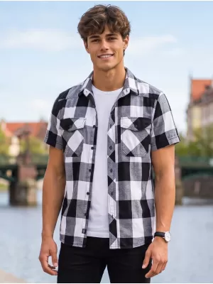 Hemd BRANDIT KOSTKOVANÁ KRÁTKÝ RUKÁV BD4032 WEIß/SCHWARZ