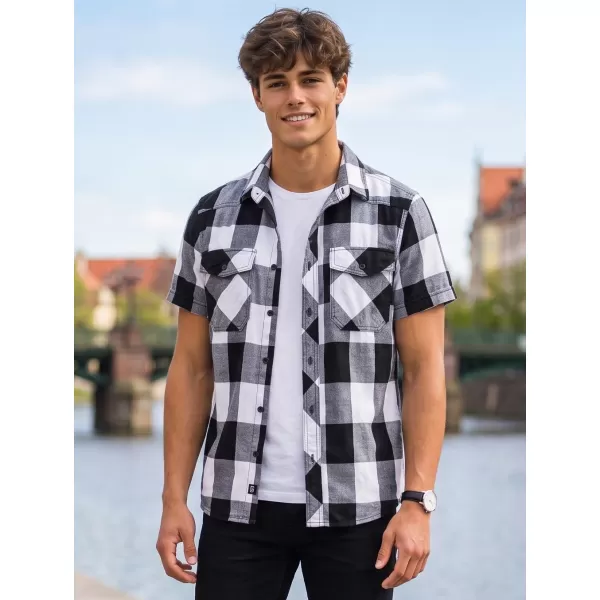  Hemd BRANDIT KOSTKOVANÁ KRÁTKÝ RUKÁV BD4032 WEIß/SCHWARZ 