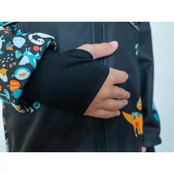  Baby Softshell Jacke isoliert WAMU DINOSAUŘI SCHWARZ 