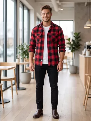 Hemd BRANDIT KOSTKOVANÁ DLOUHÝ RUKÁV BD4002 ROT/SCHWARZ