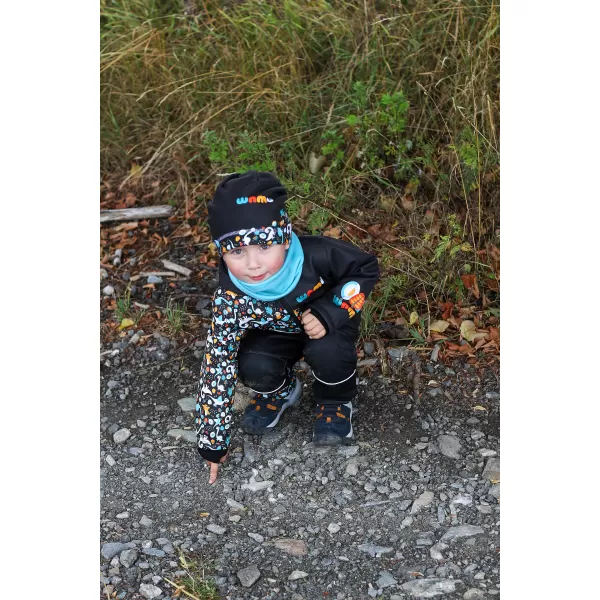  Baby Softshell Jacke isoliert WAMU DINOSAUŘI SCHWARZ 