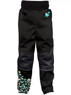 Baby Softshell Hosen isoliert WAMU DINOSAUŘI SCHWARZ