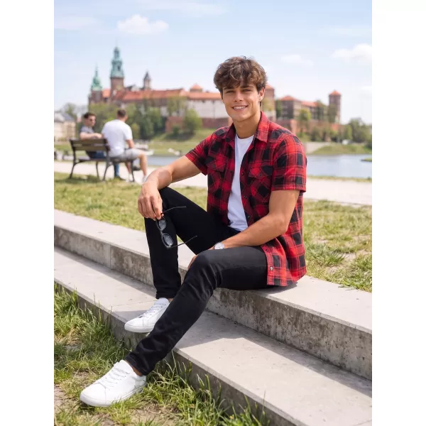  Hemd BRANDIT KOSTKOVANÁ KRÁTKÝ RUKÁV BD4032 ROT/SCHWARZ 