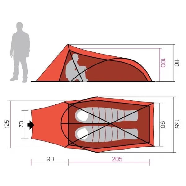  Zelt HANNAH HAWK 2 SNOW MANDARIN RED II 
