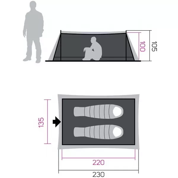  Unterschlupf HANNAH MESH TENT 2 GRAU 