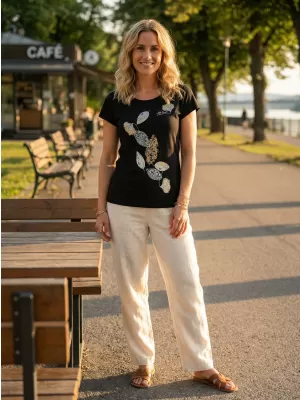 Damen-T-Shirt ALTISPORT ALW171122 SCHWARZ UND GOLD