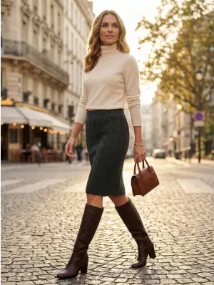 Strickrock für Damen KIXMI RUTH DUNKELGRAU MELIERT