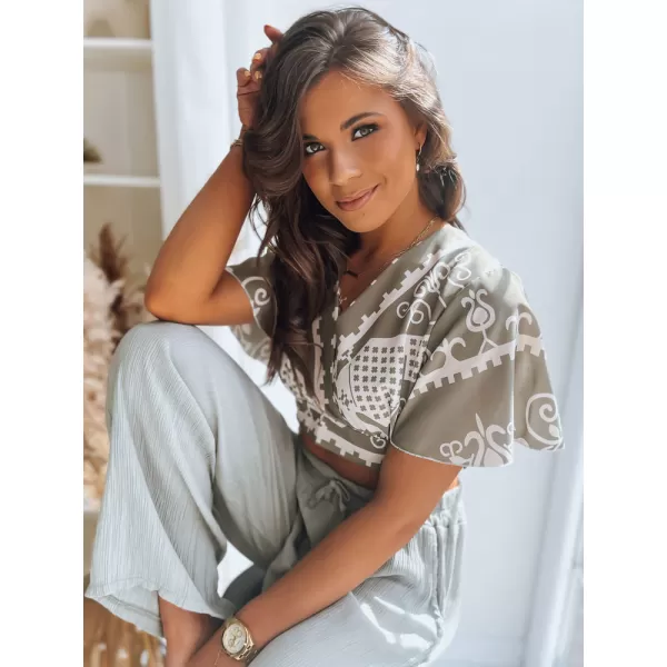  Damen Top DSTREET AZTEC MARK RY2225 GRÜN 