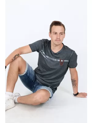 Herren-T-Shirt KIXMI RICKY DUNKELGRAU