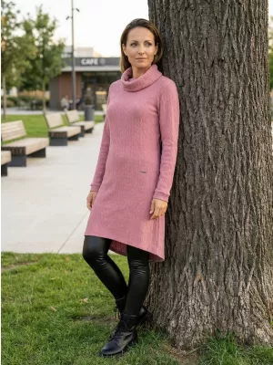 Sweatshirt-Kleid für Damen KIXMI RIVA DUNKELPINK