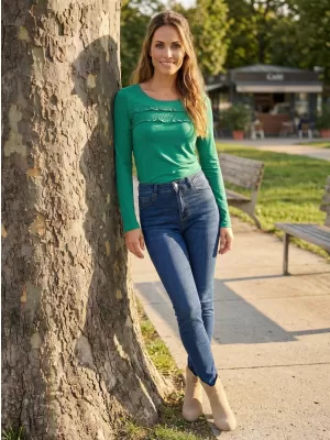 Damen-T-Shirt KIXMI RACHEL DUNKELGRÜN
