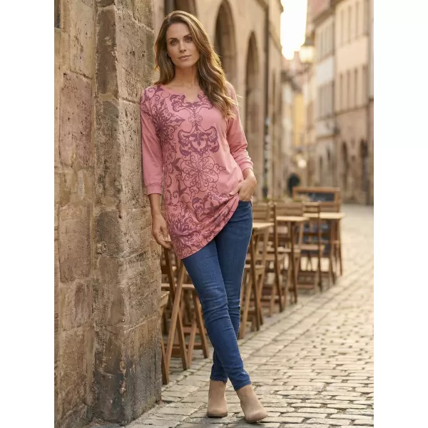  Damen-T-Shirt ALTISPORT BLANCH DUNKELPINK 