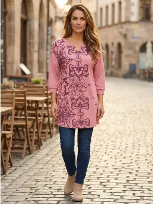 Damen-T-Shirt ALTISPORT BLANCH DUNKELPINK
