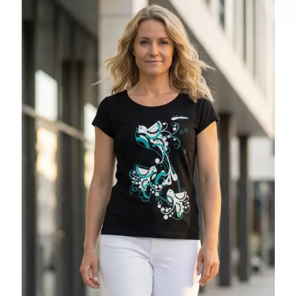  Damen-T-Shirt ALTISPORT ALW179122 SCHWARZ UND BLAU 