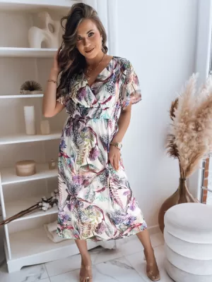 Kleid DSTREET LUNNA EY2306 WEIß -VIOLETT