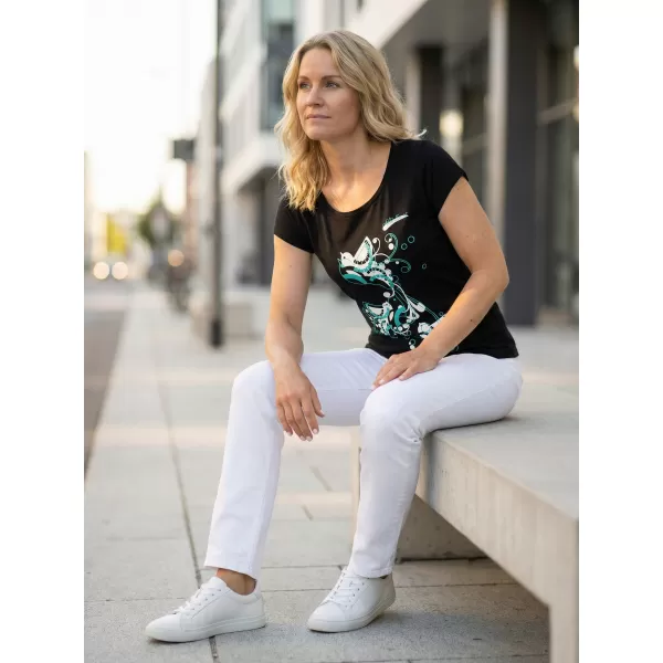 Damen-T-Shirt ALTISPORT ALW179122 SCHWARZ UND BLAU 