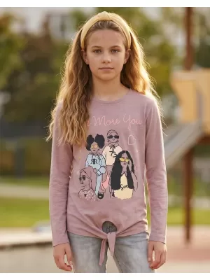 Mädchen-T-Shirt mit langen Ärmeln SAM 73 VADANIA KT 505 ALTE ROSE