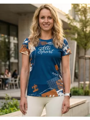 Hochwertiges Funktions-T-Shirt für Damen ALTISPORT VOJ/ALW009TR01 MARINE/BRAUN