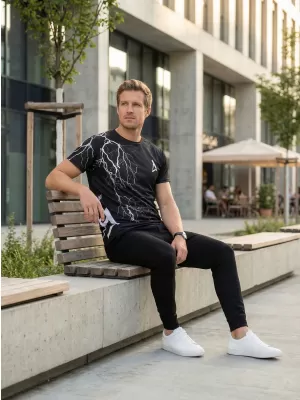 Premium-T-Shirt für Herren ALTISPORT VOJ/ALM004TR01 SCHWARZ UND WEIß