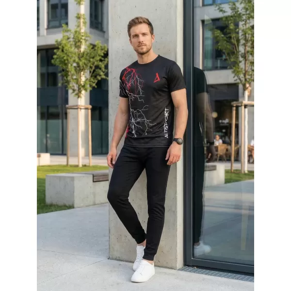  Premium-T-Shirt für Herren ALTISPORT VOJ/ALM004TR01 SCHWARZ UND ROT 