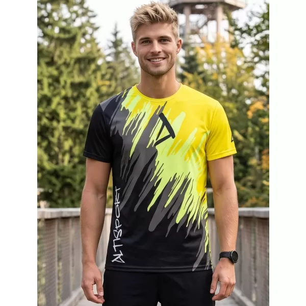  Hochwertiges Funktions-T-Shirt für Herren ALTISPORT VOJ/ALM006TR01 SCHWARZ UND GELB 