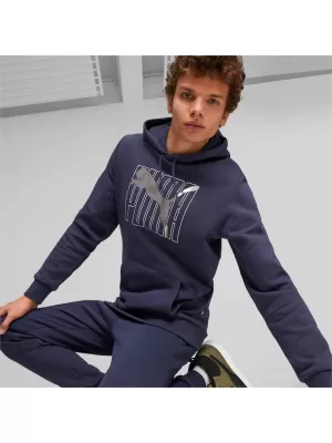 Herren-Sweatshirt PUMA ESS+ LOGO LAB HOLIDAY HOODIE FL 675924-06 BLAU