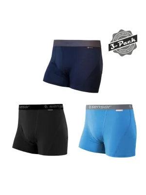 Herren-Boxershorts SENSOR MERINO ACTIVE 3-PACK BLACK/BLUE/DEEP BLUE