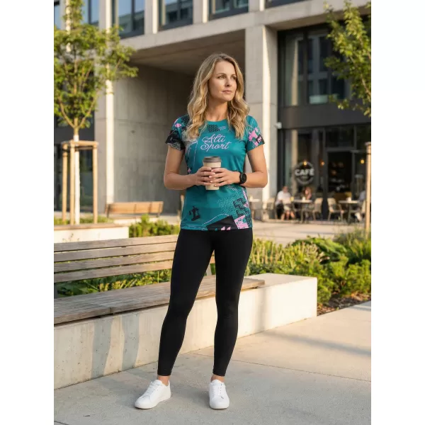  Hochwertiges Funktions-T-Shirt für Damen ALTISPORT VOJ/ALW009TR01 PETROL/HELLROSA 