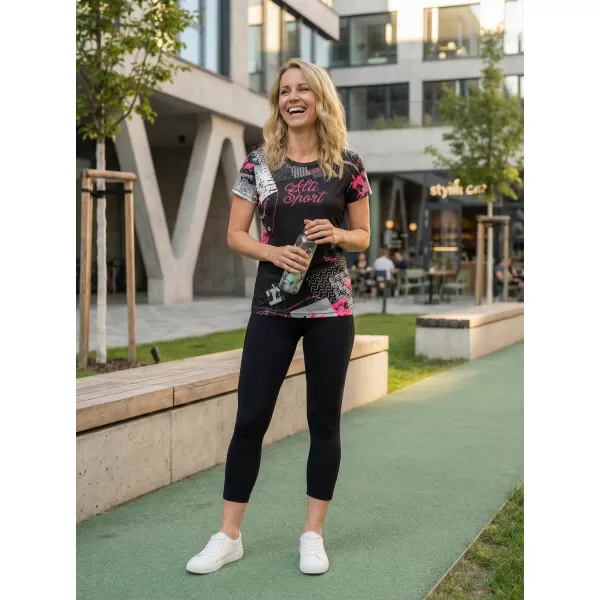  Hochwertiges Funktions-T-Shirt für Damen ALTISPORT VOJ/ALW009TR01 SCHWARZ/HELLROSA 