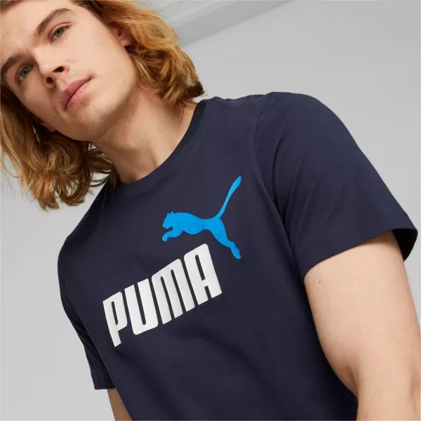  Herren-T-Shirt PUMA ESS+ 2 COL LOGO TEE 586759-07 BLAU 