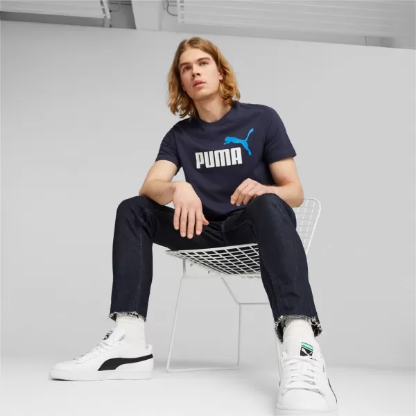  Herren-T-Shirt PUMA ESS+ 2 COL LOGO TEE 586759-07 BLAU 