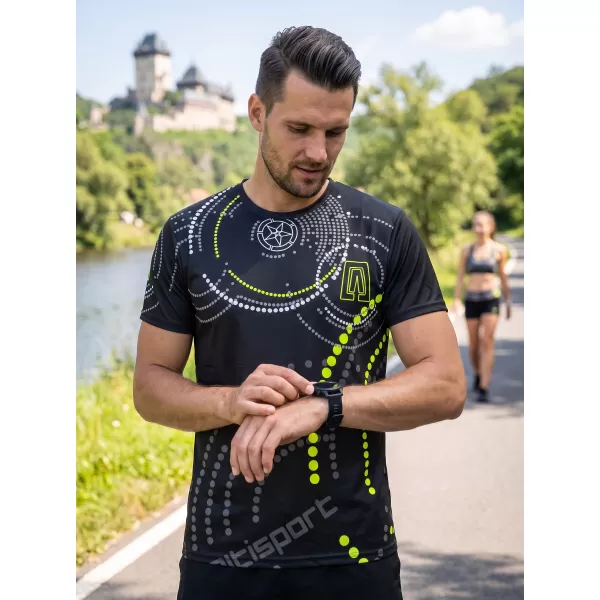  Premium-T-Shirt für Herren ALTISPORT VOJ/ALM003TR01 SCHWARZ UND GELB 