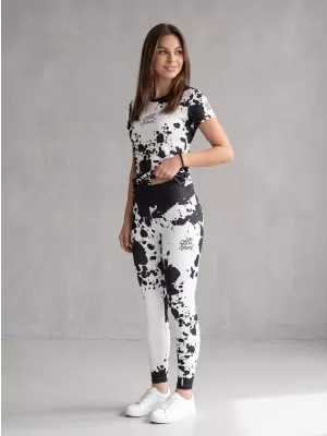 Lange Premium-Leggings für Damen ALTISPORT VOJ/ALW012LEG01 SCHWARZ-WEISS