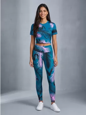 Lange Premium-Leggings für Damen ALTISPORT VOJ/ALW001LEG01 PETROL/HELLROSA