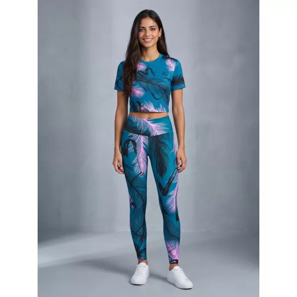  Lange Premium-Leggings für Damen ALTISPORT VOJ/ALW001LEG01 PETROL/HELLROSA 
