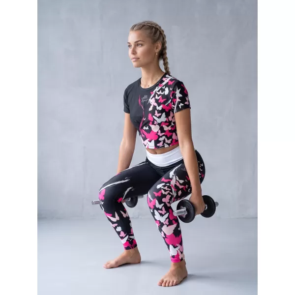  Lange Premium-Leggings für Damen ALTISPORT VOJ/ALW022LEG01 SCHWARZ ROSA 