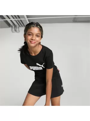 Mädchen-T-Shirt PUMA ESS LOGO TEE 587029-01 SCHWARZ