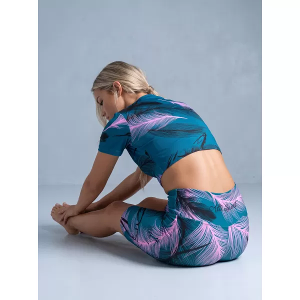  Damen-Leggings oberhalb des Knies Premium ALTISPORT VOJ/ALW001LEG02 PETROL/HELLROSA 
