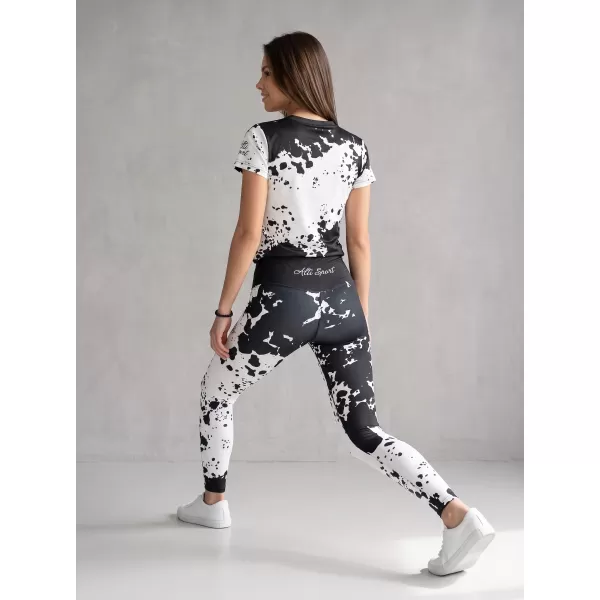  Lange Premium-Leggings für Damen ALTISPORT VOJ/ALW012LEG01 SCHWARZ-WEISS 