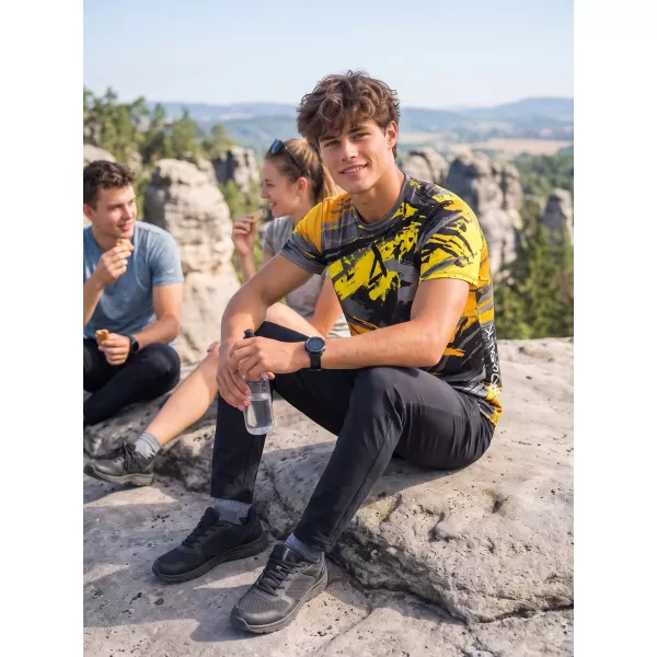  Hochwertiges Funktions-T-Shirt für Herren ALTISPORT VOJ/ALM014TR01 SCHWARZ UND GELB 
