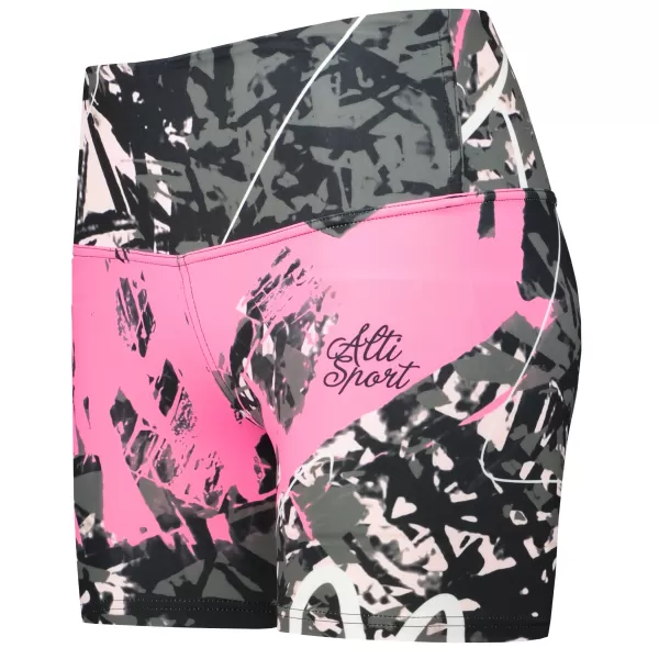  Kurze Premium-Leggings für Damen ALTISPORT VOJ/ALW018LEG03 SCHWARZ ROSA 