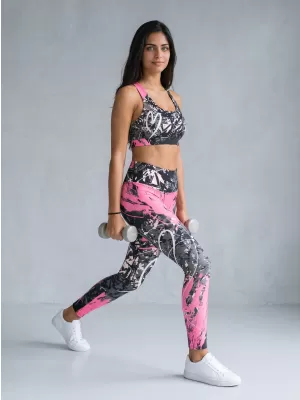Lange Premium-Leggings für Damen ALTISPORT VOJ/ALW018LEG01 SCHWARZ ROSA
