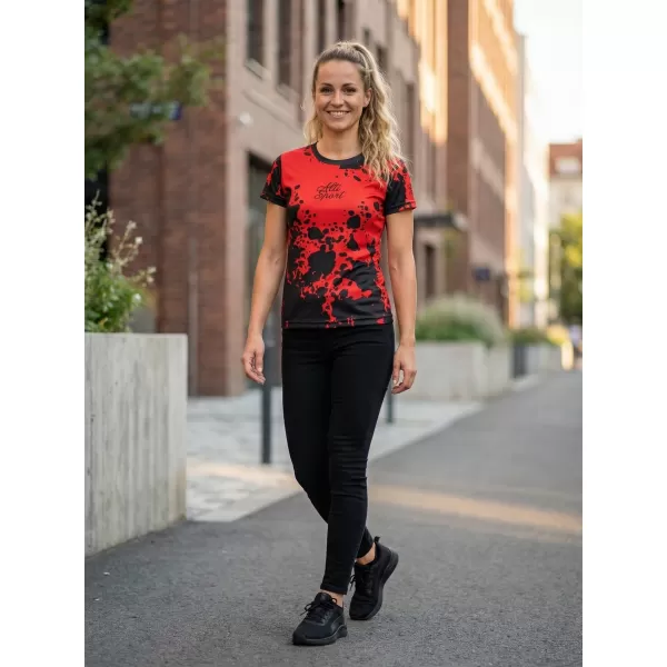  Hochwertiges Funktions-T-Shirt für Damen ALTISPORT VOJ/ALW012TR01 SCHWARZ ROT 