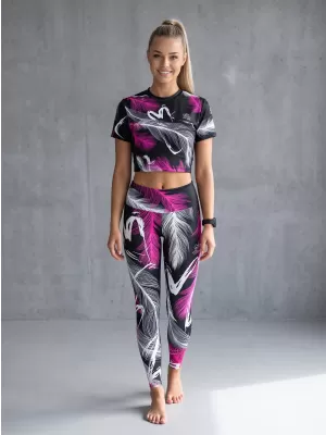 Lange Premium-Leggings für Damen ALTISPORT VOJ/ALW001LEG01 SCHWARZ/ROSA