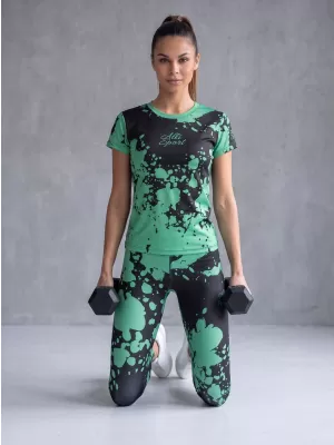 Lange Premium-Leggings für Damen ALTISPORT VOJ/ALW012LEG01 SCHWARZ/TÜRKIS