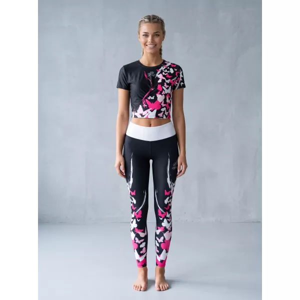  Lange Premium-Leggings für Damen ALTISPORT VOJ/ALW022LEG01 SCHWARZ ROSA 