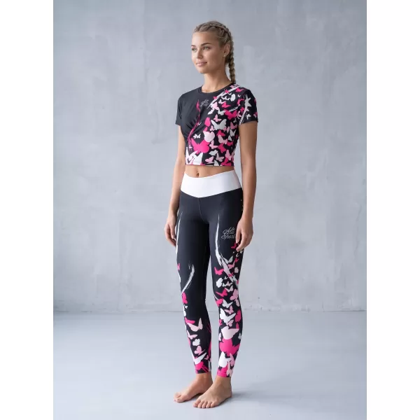  Lange Premium-Leggings für Damen ALTISPORT VOJ/ALW022LEG01 SCHWARZ ROSA 